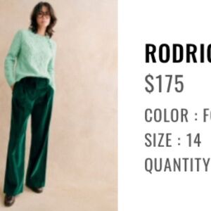 Sézane Wide Leg Pants - Forest Green